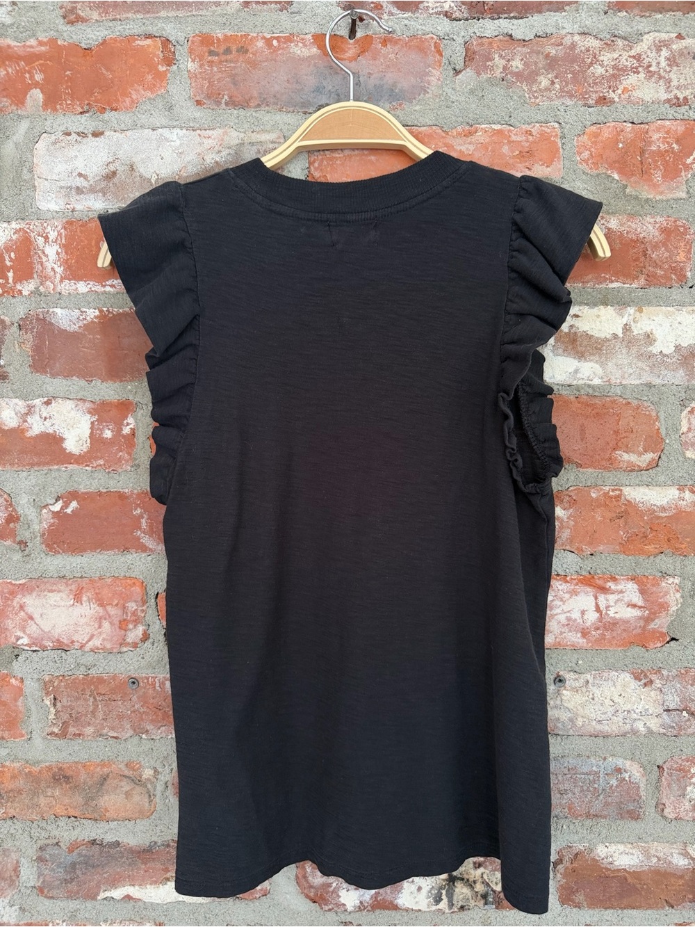 Nation LTD Paulette Tank Black Pima Cotton Ruffle Top XS - Picture 4 of 10